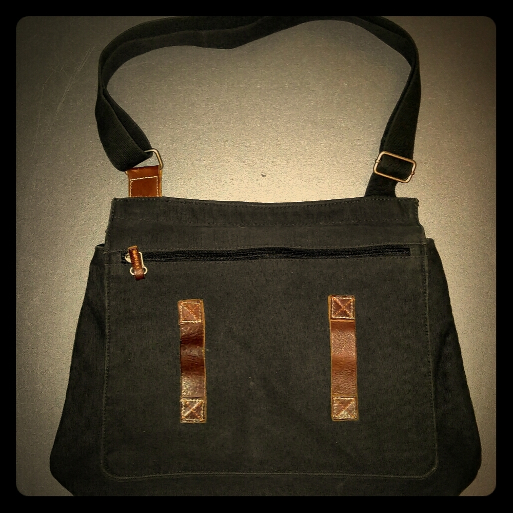 Charcoal Canvas Messenger Bag